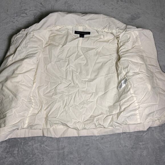 French Connection Ivory Peacoat Womens 6 100% Cotton Double Breasted Minimalist - Picture 11 of 11